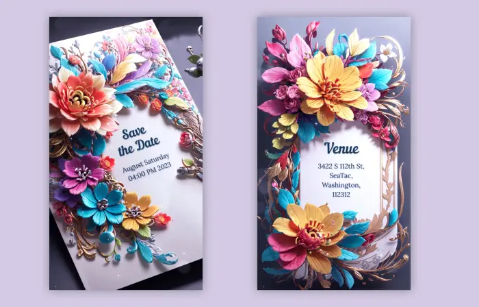 Romantic 3D Floral Wedding Invitation Instagram Story E-Card Template